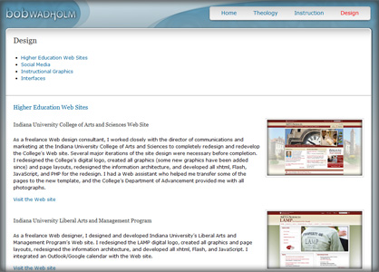 Screenshot of portfolio page